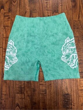 Darc Sport High-Rise Green Tie Dye Bike Shorts No Size Tage